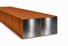 Hliníkový profil 250x100x2,5 R0,5 s přepážkou - imitace corten