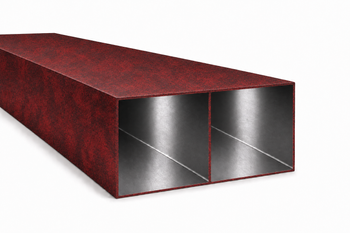 Hliníkový profil 250x100x2,5 R0,5 s přepážkou - imitace corten